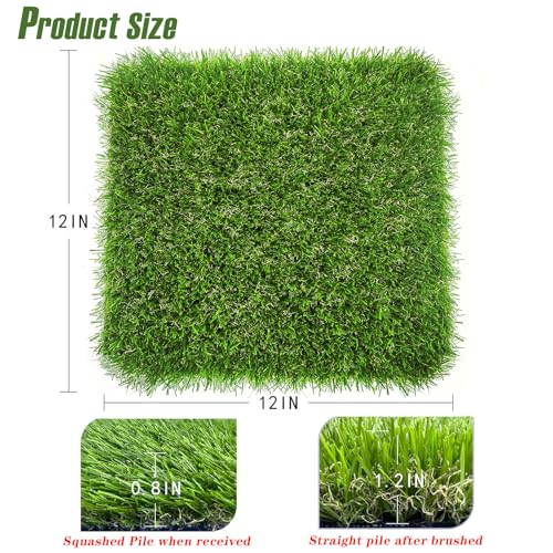 6 Pack Washable Chicken Nesting Box Pads for Laying Eggs, Artificial Grass Nesting Pads for Chicken Coop, Nesting Box Liners Bedding for Hen Lawn Indoor Outdoor - 12"x12"1.2"