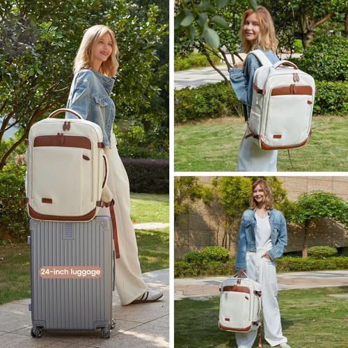 LOVEVOOK Travel Backpack Carry On Airline Approved, 50L Large Backpack with 3 Packing Cubes, TSA Travel Essentials Carry On Bag, Waterproof Weekender Overnight Luggage Daypack, Fits 18 Inch Laptop - color: D-beige-brown, size: XLarge - 18.5 Inch - 50L - 4