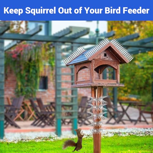 Bird Spikes Squirrel Proof Baffle for Bird Feeders, 320 Inch Avoid Climb Spikes for Outside, Fence, Wall, Tree, Drainpipes, Deterrent Spikes for Squirrel, Pigeons, Raccoon, Cat, Stainless Steel Spikes - size: 26.25FT