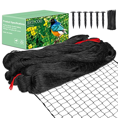 BSTPCOO 25'x25' Bird Netting for Chicken Coop, 3/4" Mesh Nylon Netting | Poultry Netting, Chicken Net Roof Hawk, Aviary Net Deer Fence Pests Trellis Garden Net for Fruits Trees Plant Vegetable - size: 25'×25'-3/4''