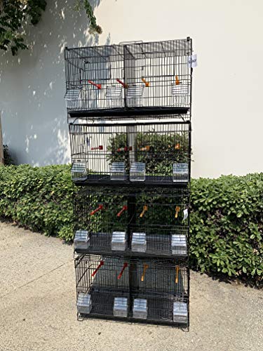 Lot of 4 Stackable Breeding Bird Cage for Canary Finch Small Birds (Black)