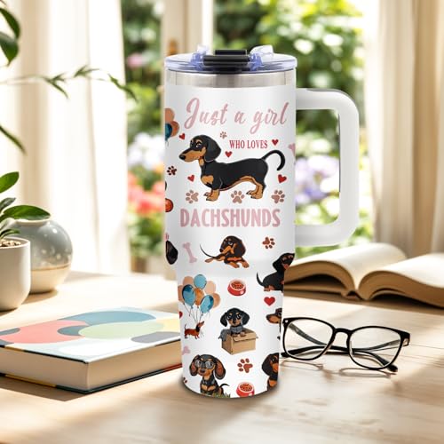DUUV Dachshund Tumbler 40oz, Insulated Dachshund Gifts for Women Girl | Cute Weiner Dog Tumbler Leakproof, Weiner Dog Gift for Dogs Lover, Graduation Birthday Gift for Mom Friend Women, 1 Pack - color: Dachshund