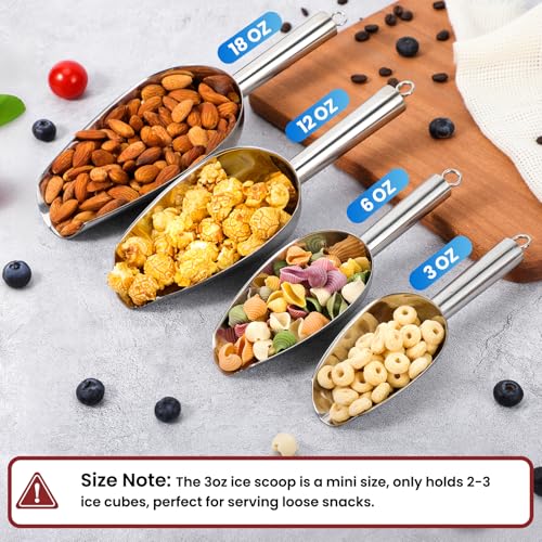 OLESBUR Premium Ice Scoop for Freezer - Multipurpose Metal Ice Scoop for Ice Machine - Stainless Steel Small Ice Scooper for Ice Bucket - Kitchen Gadgets Cookie Flour Pet Dog Food Scoop (3oz) - size: 3oz