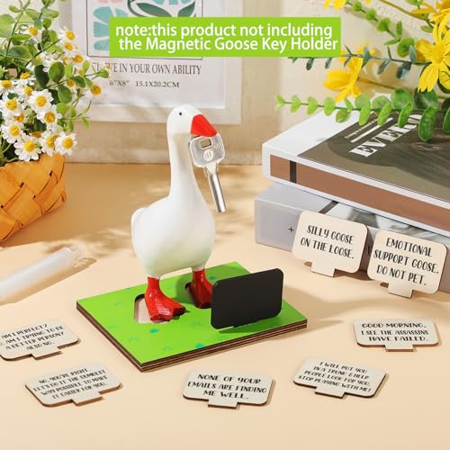 Relaxweex 10 Pcs Magnetic Goose Key Holder Wooden Base with Interchangeable Signs Writable Signs Chalk Accessories for Magnetic Key Holder Cute Resin Statue Decor(Goose Not Included) (Lovely) - style: Lovely