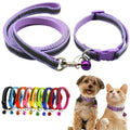 XXS Dog Collar with Leash Set, Puppy Collars with Bell Basic Nylon Reflective Cat Collars for XXS Xs Small Pet Animal Litter Tiny Kitten Girls,Purple - color: Purple
