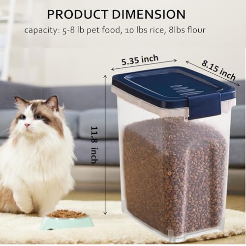 EIwichen Dog and Cat Food Storage Container with Scoop - 5-10 Lbs Pet Food Container with Airtight Lid, Dry Food Bin BPA Free, Kibble Container, for Pet, Cat, Dog, Bird Seed, e