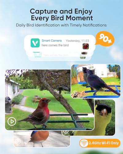 Bird Feeder with Camera Solar Powered : Smart Camera Bird Feeder 2K Live Feed Cam for Outdoor Backyard - Ai Identify Auto Capture Videos Pictures, Gifts for Birdlover Mom Dad, 2.5GHz WiFi - color: deep blue