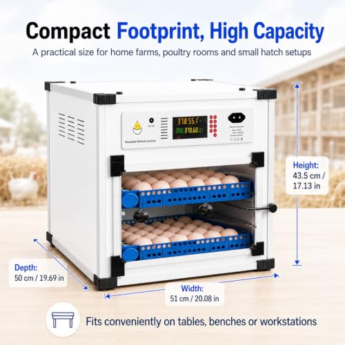 136 Egg Cabinet Incubator with Automatic Turner, Digital Temperature & Humidity Control, External Water Refill System, LED Display Hatching Machine for Chicken Duck Goose Quail & Pigeon Eggs