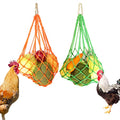 Chicken Vegetable String Bag Poultry Fruit Holder Chicken Cabbage Feeder Treat Feeding Tool with Hook for Hens Chicken Coop Toy for Hen Goose Duck - color: Green Orange