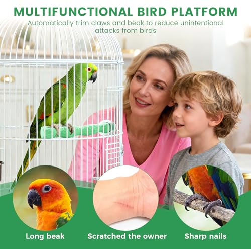 2pcs Bird Beak Grinding Stone, Anti-Slip Parakeet Nail Trimming Stick Resin, Bird Parrot Cage Perch Stand Platform Foot, Claws Trimmer Chewing Toys for Budgies, Parakeets, Cockatiels, Conures - color: Green