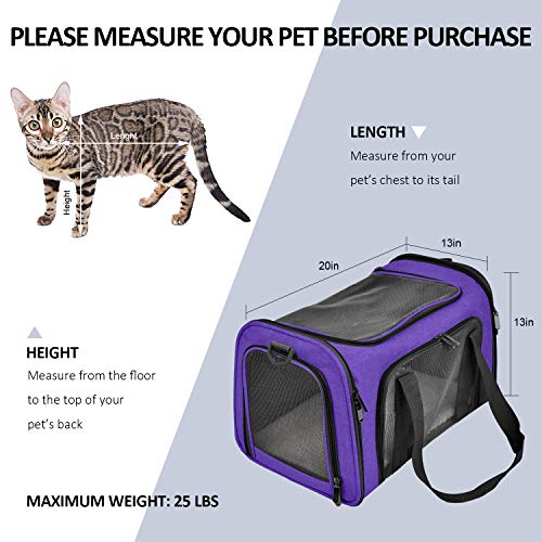 Henkelion Large Cat Carriers Dog Carrier Pet Carrier for Large Cats Dogs Puppies up to 25Lbs, Big Dog Carrier Soft Sided, Collapsible Travel Puppy Carrier - Large - Purple - color: Purple, size: 20.0"L x 13.0"W x 13.0"H