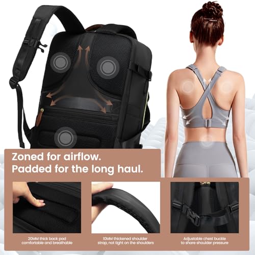LOVEVOOK 40L Travel Backpack for Women, Carry On Backpack with 3 Packing Cubes,TSA Personal Item Travel Bag Airline Approved, Water Resistant Weekender Overnight Luggage Daypack, Fits 17.3 Inch Laptop - color: H-black-beige-brown, size: Large - 17.3 Inch