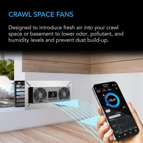 AC INFINITY AIRTITAN 240 CFM Indoor WALL Mount CRAWLSPACE Basement Ventilator Fan Temperature and DEHUMIDISTAT Controller, Intake AC-ATT8-N | WiFi App-Compatible Temperature Humidity Controller, IP-55 Rated, Intake - size: Large, Smart Controller, Intake