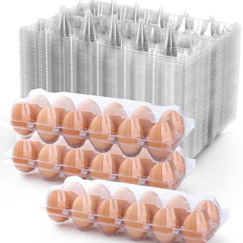 48 Pack Plastic Egg Cartons Cheap Bulk 12 Count, Clear Egg Trays 2x6 Grids | Bulk Egg Carton Fits Small to M Chicken Eggs, Reusable Egg Holder/Container for Family, Chicken Farm and Markets - size: 48P2×6