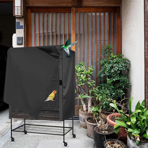 Large Covering Bird Cage Cover Shade Breathable Parrots Cage Cover for Parakeets Cockatiels with Adjustable Fasteners