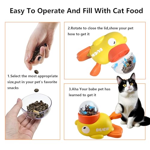 Duck Treat Dispenser for Cats and Small Dogs to Train Problem-Solving Skills, Dog Slow Feeder to Prevent Bloating, Cat Puzzle Feeder to Improve IQ,Interactive Treat Dispensing Enrichment Toy