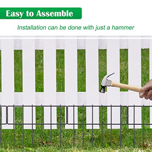 25 Pack Animal Barrier Fence, Metal No Dig Fence Panels for Garden, Black | 17 in(H) X 27 Ft(L) ,Fence Gap Blocker, Hard and Rustproof, Easy to Install - size: 17‘’ (H) X 27' (L)