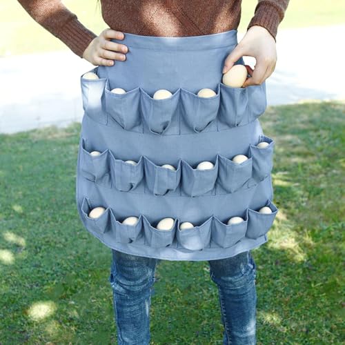 Egg Collection Apron with 18 Pockets for Gathering Chicken Duck Goose Eggs | 18 Pockets, Egg apron for gathering chicken duck goose eggs, Farm, Blue