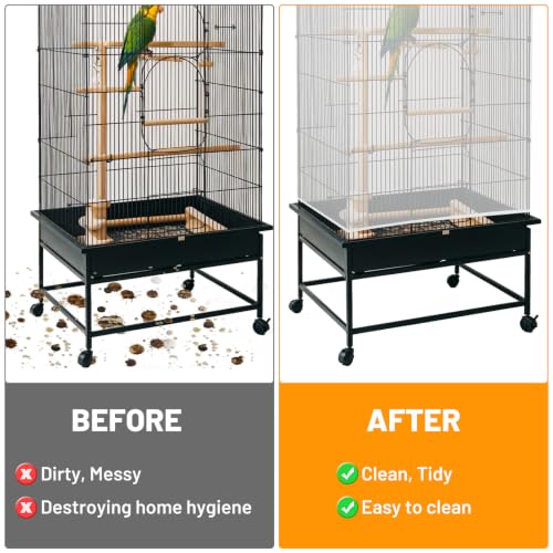 Amaxiu 4 Pack Bird Cage Seed Catcher, Mesh Netting Bird Cage Skirt Cover, | Adjustable Breathable, Universal Elastic Seed Catcher Net for Bird Cages, Parrot Parakeet Cage Accessories, Black and White