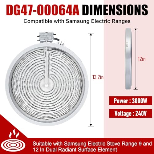 DG47-00064A DG47-00056A Compatible With Samsung Stove 9/12in Dual Element | DG47-00064A DG47-00056A, EAP11729066 AP5986691 PS11729066, OEM Home Upgrade, Electric Range Replacement, Surface Element - style: DG47-00064A