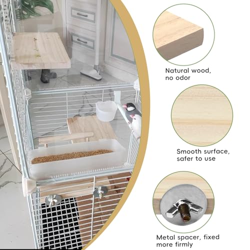 kathson 12 Pcs Wooden Bird Cage Platform Flat Birds Perch Stand Rectangle Parrot Perch with Washers for Bird Paw Grinding Cockatiel Cage Accessories for Parrot, Budgies, Conure, Lovebirds - size: 12Pcs, log color