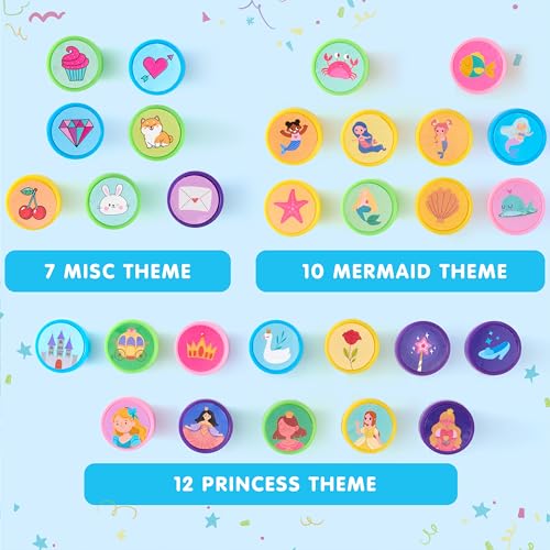 JOYIN 50 Pcs FairyTale's Themed Stamps for Kids - Self-Ink Stamps with 50 Designs for Birthday Party Favor, Carnival Prizes, Goodie Bag, School Treasure Box Toys (Mermaid, Princess, Unicorn Stampers) - style: FairyTale