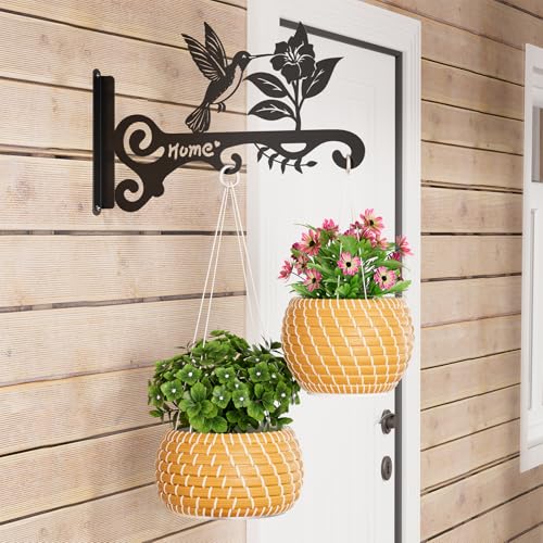 Metal Plant Hooks (2-Pack) - Decorative Wall Hangers with Bird Design for Indoor & Outdoor Use - Hanging Brackets for Plants, Flower Baskets, Bird Feeders, Lanterns - Patio, Garden, Home Decor