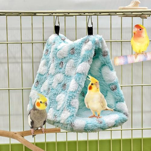2 Pack Warm Bird Nest Plush Snuggle Bird Hammock Hanging Bird Cave Parrot Sleeping Bed Shed Hut Hanging Tent for Budgies Finch Parakeet Cockatiel Cockatoo Lovebird-Loving Heart (Pink&Green) - color: Pink&Green(Loving Heart )