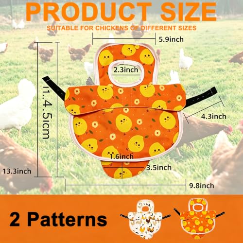 Chicken Saddle for Hens, 2 Pack, Adjustable Waterproof Hen Vest, Breathable Fabric, Feather Protection and Recovery, Rooster Mating Guard (Orange Chick & White Rooster)