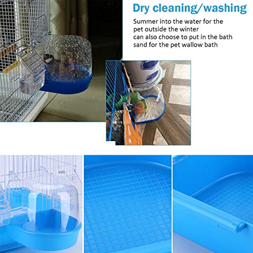kathson Parrot Bath Box Bird Cage Accessory Supplies Bathing Tub Bath for Parakeet Pet Brids Canary Budgies Parrot (Random Color) - color: Blue