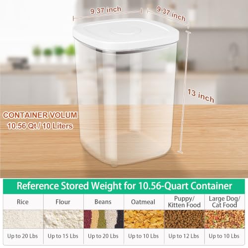 TBMAXS Airtight Rice Container 20 Lbs, Clear PET Plastic Food Storage Container Bin For Flour Sugar, Dry Food Holder with Easy Locking Lid for Kitchen Pantry Organization and Storage
