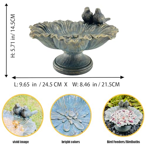 Bird Baths for Outdoors, Resin Pedestal Bird Bath Bowl with Bird Accents, Garden Decoration Bird Feeder for Patio, Lawn, Yard, or Table Decor - color: Hummingbird Feeder