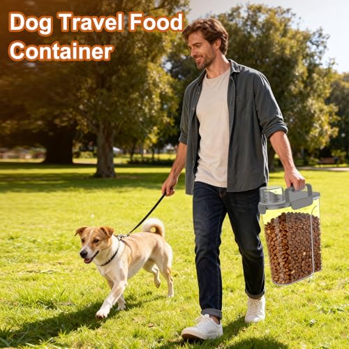 Uppetly Dog Cat Food Storage Container, 5-7Lbs Pet Food Containers, Airtight Cat Food Container with Portable Handle & Measuring Cup, Small Animal Dry Food Dispenser for Dogs, Cats and Birds Grey - color: Grey