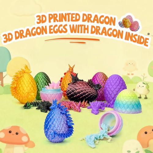 3D Printed Dragon Eggs with Dragon Inside,Prefilled Easter Eggs Filled,Articulated Flexible Dragon,Easter Advent Calendar Easter Basket Stuffers,Collectibles for Adults Teens Boys (18pcs) - color: 18pcs