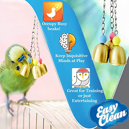 SunGrow Parrot Bell Toy Accessory, Galvanized Steel Jingle Chime Set with Hanging Clip, Cage Chew Play Item for Cockatiel Conure Lovebird, Small Bird Plaything Sound Enrichment