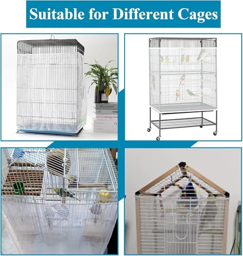 ASOCEA 2 Pack Bird Cage Seed Catcher, Parrot Parakeet Macaw African Grey | Two nylon skirts let you wash one while using the other on parrot or macaw cages without daily cleaning gaps - color: Black & White
