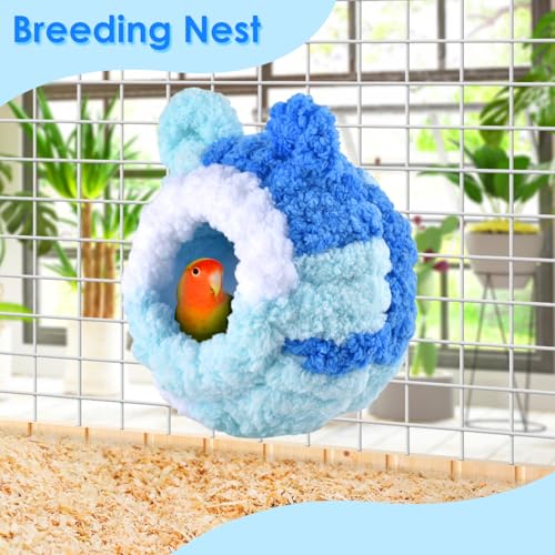 KATUMO Conure Nest, Bird Breeding Nest Parrotlet Snuggle Hut Lovebird House Bed for Conure Lovebird Canary Finch Coneshape Birds Hamster Small Pets - size: S (Blue)