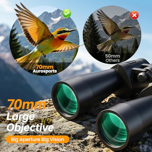 Aurosports 20x70 Binoculars for Adults High Powered Cruise Ship Binocular | Low Light Vision, Large View, Bird Watching, Hunting, Hiking, Stargazing, FMC BAK4 Prism, Gifts for Men