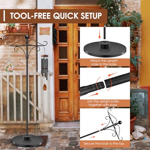 Adjustable Double Shepherd's Hook, 34-63 Inch Black Iron Stand for Indoor/Outdoor Use – Ideal for Hummingbird Feeders, Hanging Plants, Lanterns, Wind Chime - style: Double