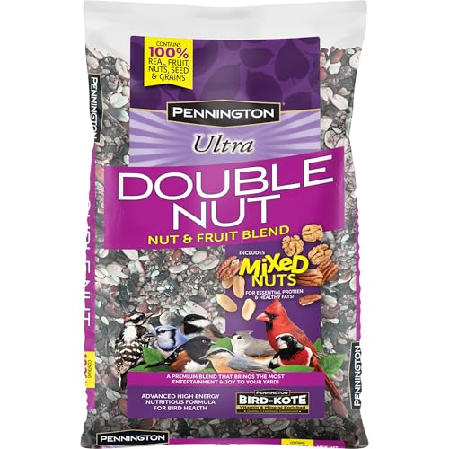 Pennington Ultra Double Nut, Nut & Fruit Blend 10lbs | Fruit and nut bird seed, mixed nuts and real fruit, compatible with tube, hopper, platform and gazebo feeders