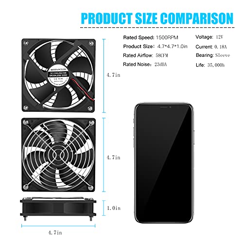 2-Pack 120mm Fan DC 12V Computer Fan 120mm x120mm x 25mm 2-Pin High Performance Cooling Fan - size: 120x120x25mm