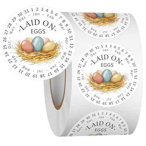 Louise Maelys 2 Inch Eggs Stickers,500 Pcs Egg Carton Labels | Egg Date Stickers, Eggs Laid on Date Stickers Farm Fresh Egg Stickers for Farmer's Market,Business,Farm Stand Supplies - color: Color1