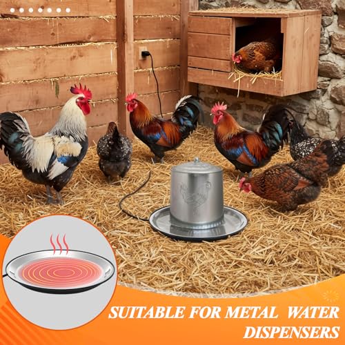 2 PCS Chicken Water Heater for Winter 110V 38W Poultry Drinker Heater Base Surface Temperature can Reach About 140 Fahrenheit Degree Chicken Waterer Electric Deicer Heated Base(Black) - color: Black