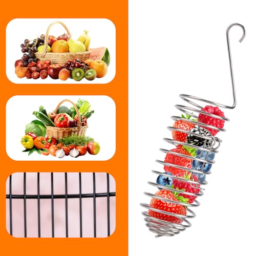 Bird Treats Holder, Stainless Steel Parrot Food Holder Hanging Basket Cage Accessories Bird Foraging Chew Toy Corn Cob Fruit Vegetable Millet Feeder for Macaw Cockatoo Parakeet Canary