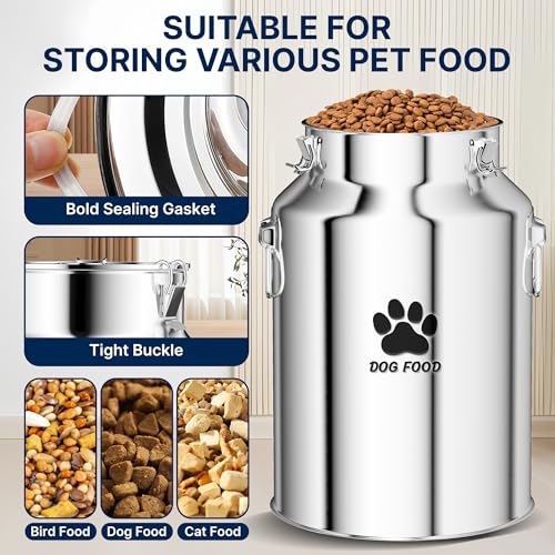 40Lbs Large Metal Dog Food Storage Container, Stainless Steel Dog Food Storage Container