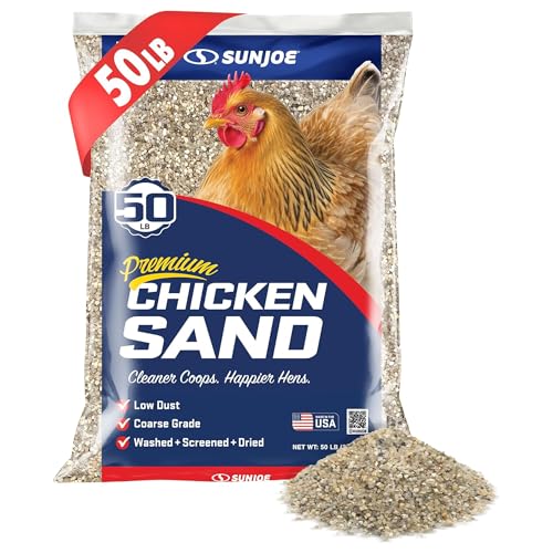 Sun Joe 5 Pack Chicken Coop Sand Natural Mineral Poultry Bedding, 50 lb Bag | Coarse Grade Poultry Bedding, Washed, Screened & Dried Habitat Supplies - size: 5 Pack