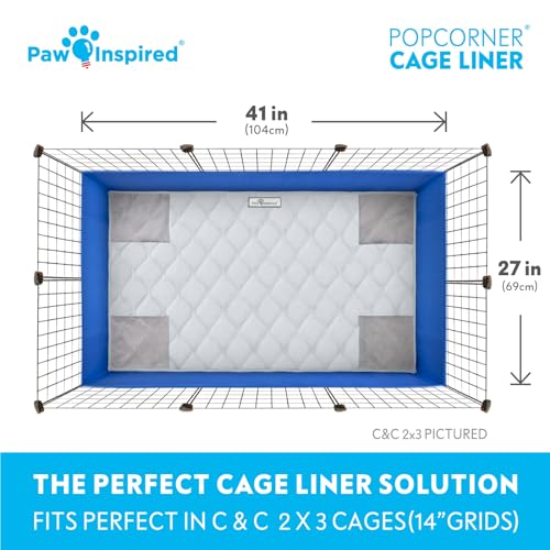 Paw Inspired PopCorner Washable Fleece Cage Liners, C&C 2x3, Light Gray | Reinforced Corners, Super Absorbent Mat, Bedding, Waterproof Bottom, Guinea Pigs, Ferrets, Rabbits, Hamsters, Small Animals - color: Light Gray, size: C&C 2X3