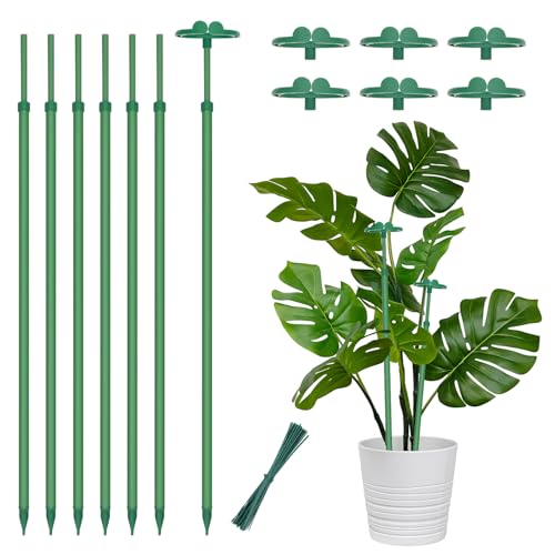 Extendable Plant Stakes,Length Scalable From17.5to30.1IN Plant SupportStake | 7Pack Orchid Sticks with Clips for Indoor Outdoor,Garden Stakes for Plant, Tomato, Vegetables, Monstera, Vine, Potted Plants - size: 30.1Inches 7Pack