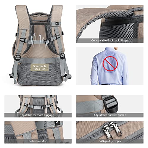 MOLNIA 50L Expandable Travel Backpack for Women Men, Carry On Travel Essentials, Flight Approved Fits 21 Inch Laptop Backpack, Waterproof Business Suitcase Weekender Backpack, Beige - color: Beige With Packing Cubes