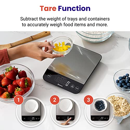 Etekcity 22lb Food Nutrition Scale, Smart Calorie Calculator, Waterproof - color: Stainless Steel with Black Accents